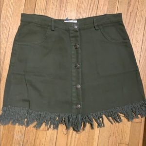 Green denim skirt